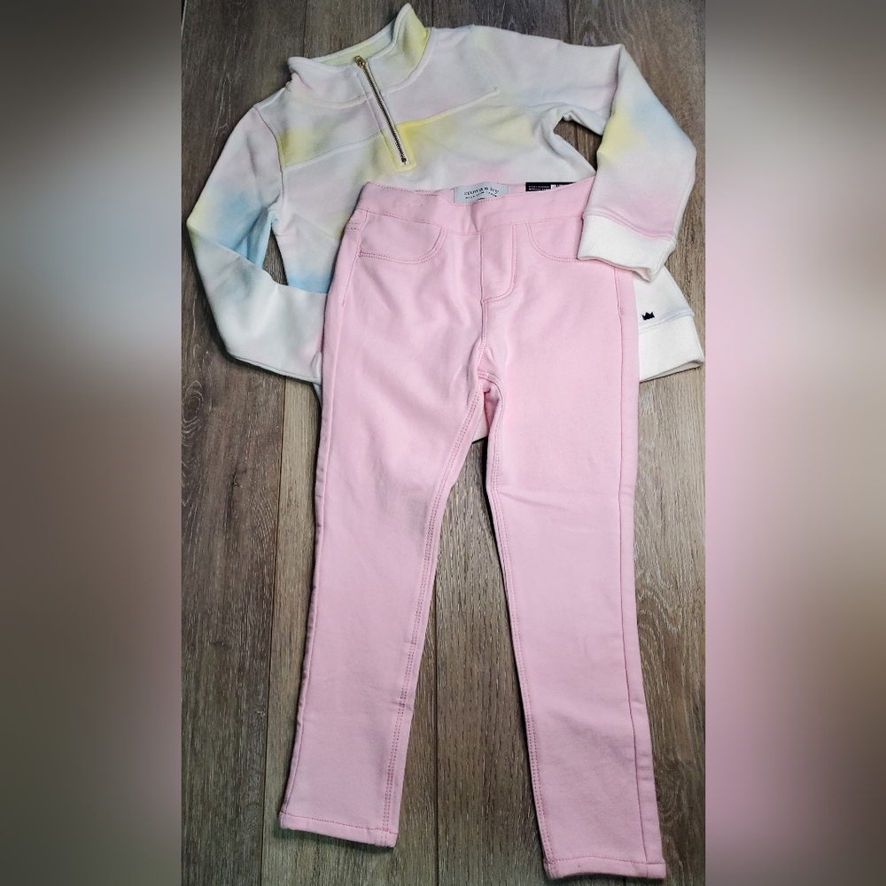 Girl's crown & ivy pink adjustable waist  jeggings Size 5